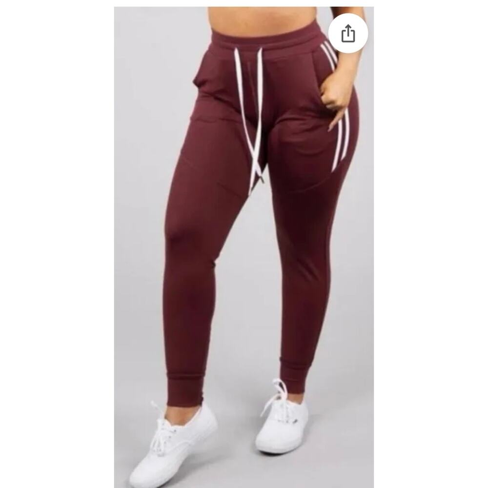 BuffBunny NWOT wine burgundy joggers with drawstring waist XS